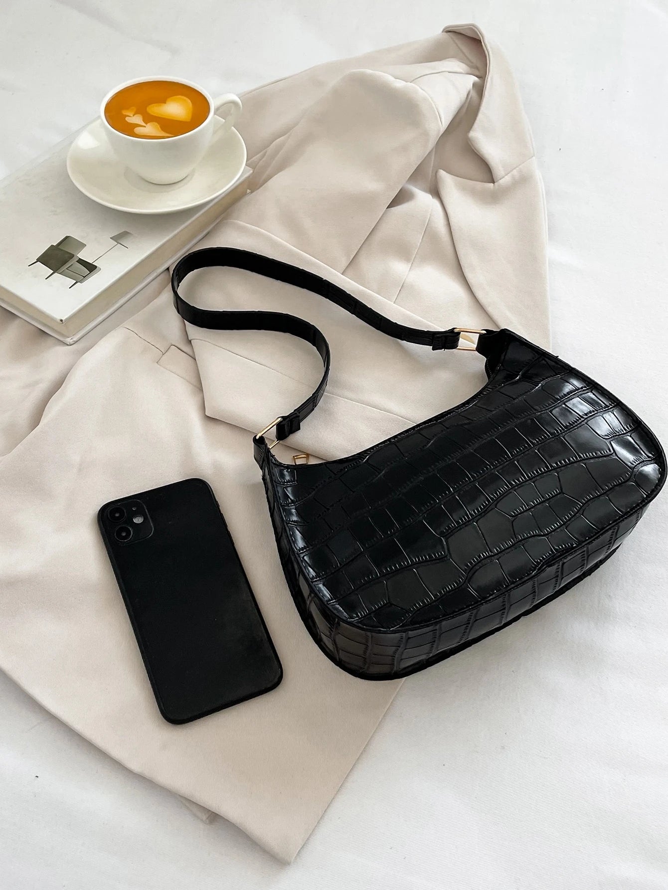 Embossed Detail Shoulder Bag