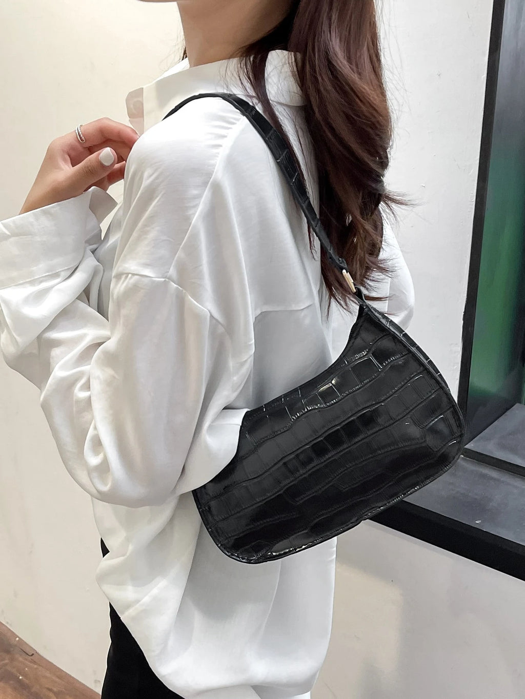 Embossed Detail Shoulder Bag